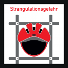 <strong>Do not wear bike helmets when using a device (danger of strangulation).</strong><br>The size of openings in playground equipment ensures that a child’s head can pass without restriction. This measure currently is between 89 and 230 mm. If the size of the head is enlarged, e.g. by a helmet, the child may get stuck in the opening due to the helmet. The strap of the helmet, which certainly must not open, may cause serious risk of strangulation. Wearing a helmet on the playground therefore is not a protection, but a risk. For this reason helmets on playgrounds are a taboo and have to be taken off. Please explain this to your child and watch out for your child not wearing a helmet.